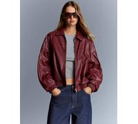 Bershka - Giacca bordeaux oversize in pelle sintetica-Rosso M