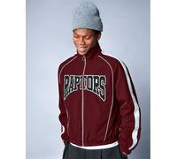 Bershka - Giacca bordeaux stampata con zip-Rosso M