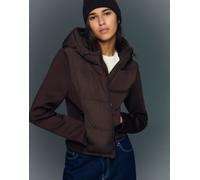 Bershka - Giacca combinata con cappuccio marrone effetto neoprene M