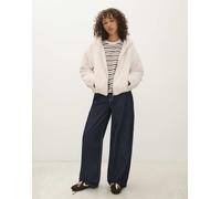 Bershka giacca con cappuccio e pelliccia écru-Bianco XS