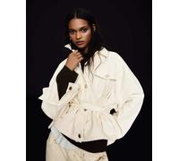 Bershka - Giacca di jeans oversize écru-Bianco M
