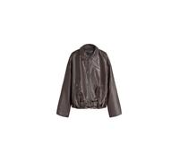 Bershka - Giacca in pelle sintetica marrone con cintura M