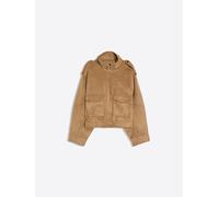 Bershka - Giacca in camoscio sintetico beige-Marrone L