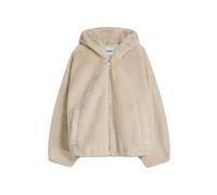 Bershka - Giacca beige con cappuccio in pelliccia sintetica-Neutro S