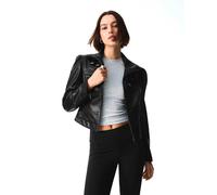 Bershka giacca effetto pelle con fibbie nera-Nero L