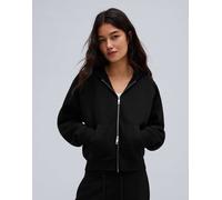 Bershka - Giacca felpata nera con cappuccio e zip-Nero L