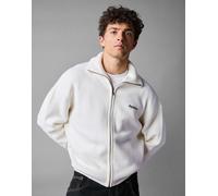 Bershka - Giacca in maglia bianca squadrata con zip-Bianco XS