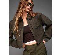 Bershka - Giacca in morbido feltro marrone testurizzata S