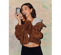 Bershka - Giacca in pelle marrone con tasche M