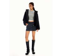 Bershka - Giacca in pelliccia sintetica nera con cappuccio-Nero S