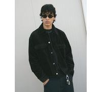 Bershka - Giacca in tessuto a coste nera squadrata-Nero XL