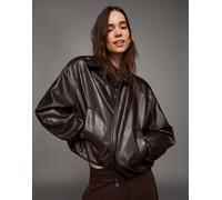 Bershka - Giacca marrone a palloncino in pelle sintetica L