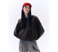 Bershka - Giacca marrone a palloncino in pelle sintetica M