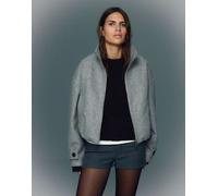 Bershka - Giacca morbida al tatto grigio chiaro con zip XS