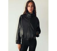 Bershka - Giacca nera effetto pelle con collo a imbuto-Nero L