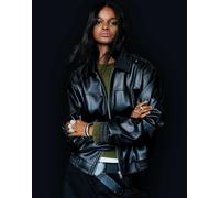 Bershka - Giacca nera oversize in pelle sintetica-Nero L