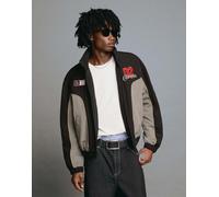 Bershka - Giacca nera stampata con zip-Nero S