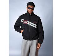 Bershka - Giacca nera stampata con zip-Nero XL