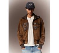 Bershka - Giacca rétro in camoscio sintetico marrone L