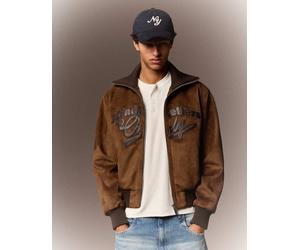 Bershka - Giacca rétro in camoscio sintetico marrone S