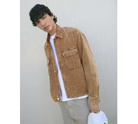 Bershka - Giacca squadrata color cammello in tessuto a coste-Neutro L