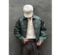 Bershka - Giacca squadrata in pelle sintetica verde XL