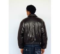 Bershka - Giacca squadrata marrone in pelle sintetica M