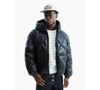 Bershka giacca tecnica con cappuccio trapuntata a rombi nera-Nero S