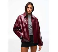 Bershka - Giacca trucker in pelle sintetica rossa-Rosso M