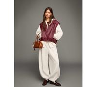 Bershka - Gilet in pelle sintetica bordeaux-Rosso M-L