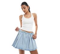 Bershka - Gonna di jeans blu chiaro con fiocco sul davanti 42