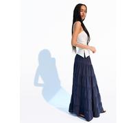 Bershka - Gonna midi rustica blu navy S