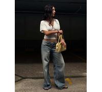 Bershka - Jeans a fondo ampio blu a vita bassa 44
