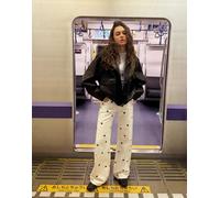 Bershka - Jeans a fondo ampio écru a pois-Bianco 36