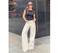 Bershka - Jeans a fondo ampio écru-Bianco 44