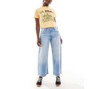 Bershka - Jeans a fondo ampio lavaggio medio alla caviglia-Blu 46