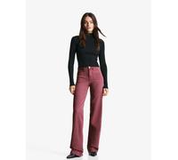 Bershka - Jeans a fondo ampio senza cuciture con tasche rossi-Rosso 40
