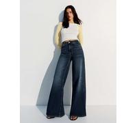 Bershka - Jeans a vita alta a fondo ampio blu denim 36
