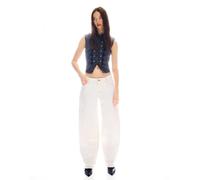 Bershka - Jeans ampi a vita bassa bombati écru-Bianco 40