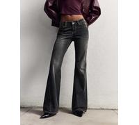 Bershka - Jeans ampi a zampa nero slavato 38