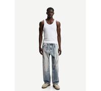 Bershka - Jeans ampi blu medio con stampa 42