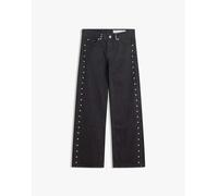 Bershka - Jeans ampi neri con stelle e borchie-Nero 36