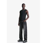 Bershka - Jeans ampi neri con toppe-Nero 42
