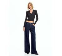 Bershka - Jeans blu con fondo ampio-Blu navy 46