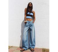 Bershka - Jeans blu medio a fondo ampio 38