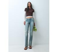 Bershka - Jeans bootcut slim a vita bassa blu 42