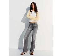 Bershka - Jeans bootcut slim a vita bassa grigio chiaro 40