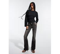 Bershka - Jeans bootcut slim a vita bassa neri-Nero 48