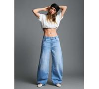 Bershka - Jeans cilindrici a vita alta blu medio 38