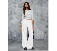 Bershka - Jeans dritti a fondo ampio écru-Bianco 46
